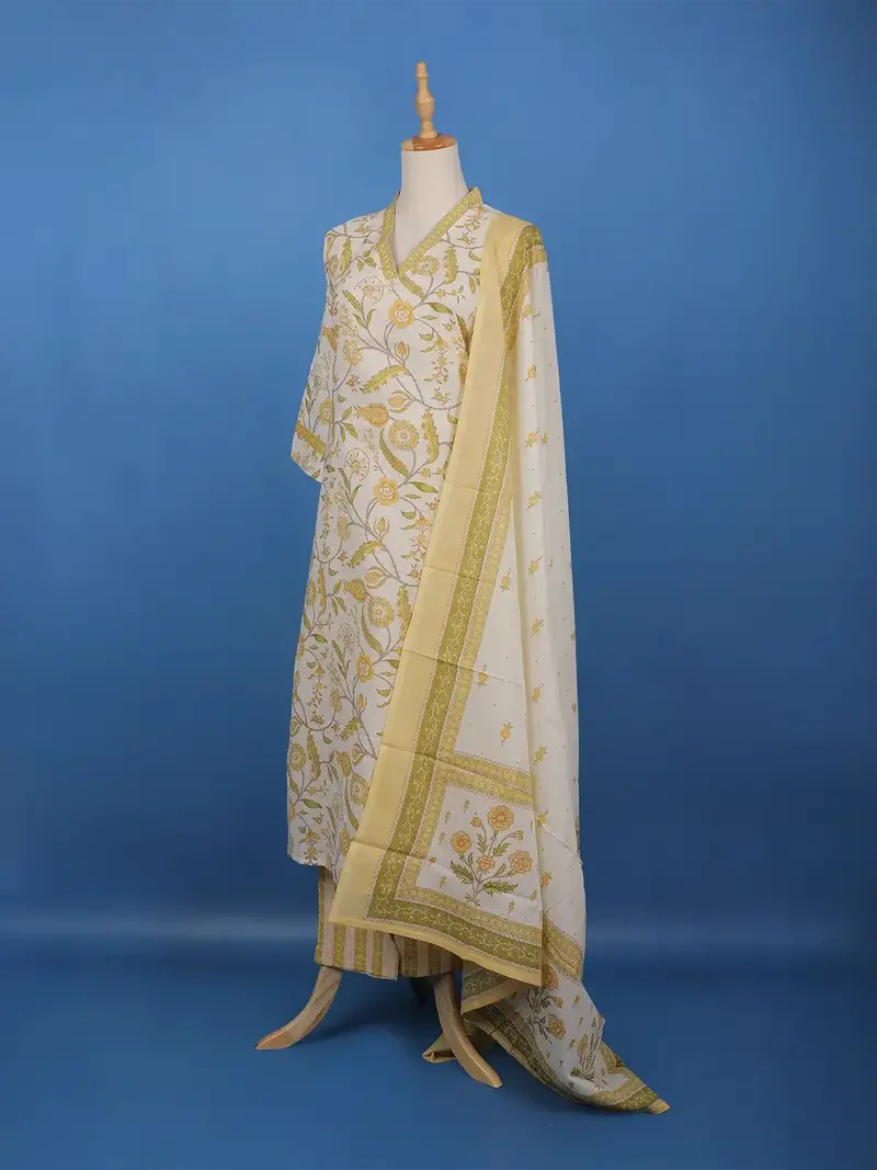Ivory Floral Printed Cotton Salwar Suit 2