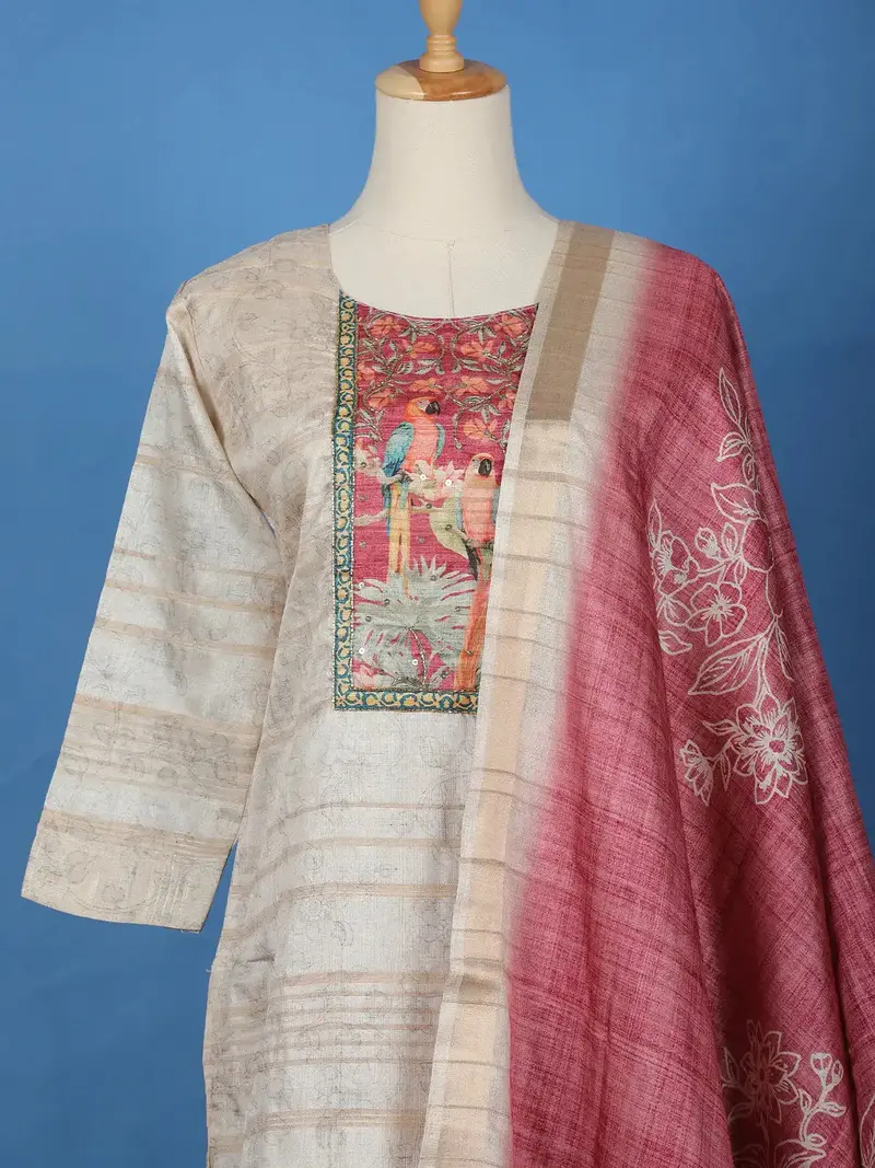 Ivory Floral Printed Cotton Salwar Suit 2