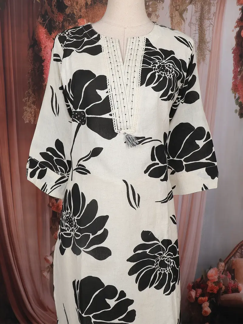 Ivory Floral Printed Cotton Salwar Suit 2