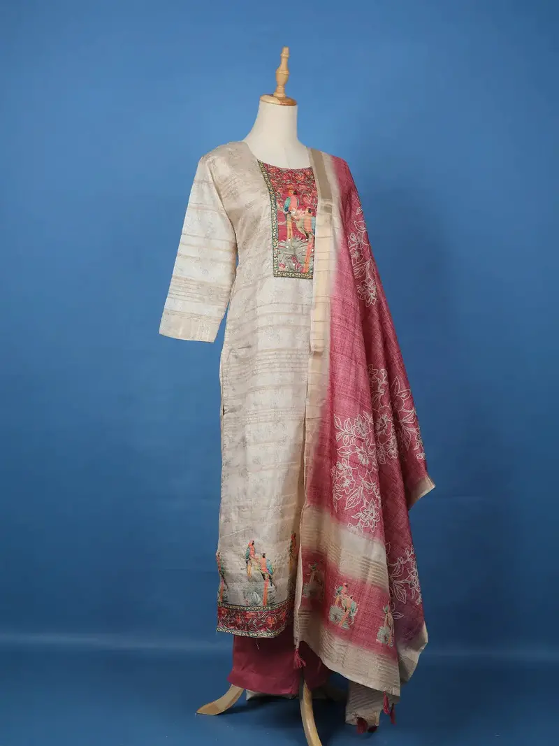 Ivory Floral Printed Cotton Salwar Suit 4