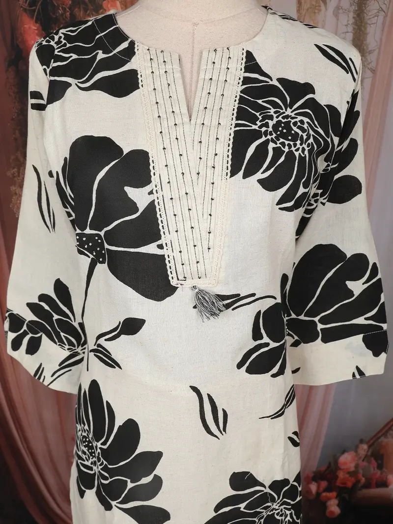 Ivory Floral Printed Cotton Salwar Suit 5