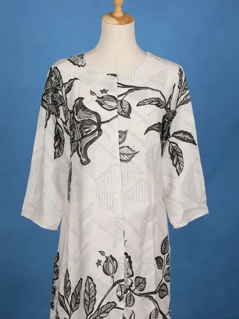 Ivory Floral Printed Design Cotton Salwar Suit 3
