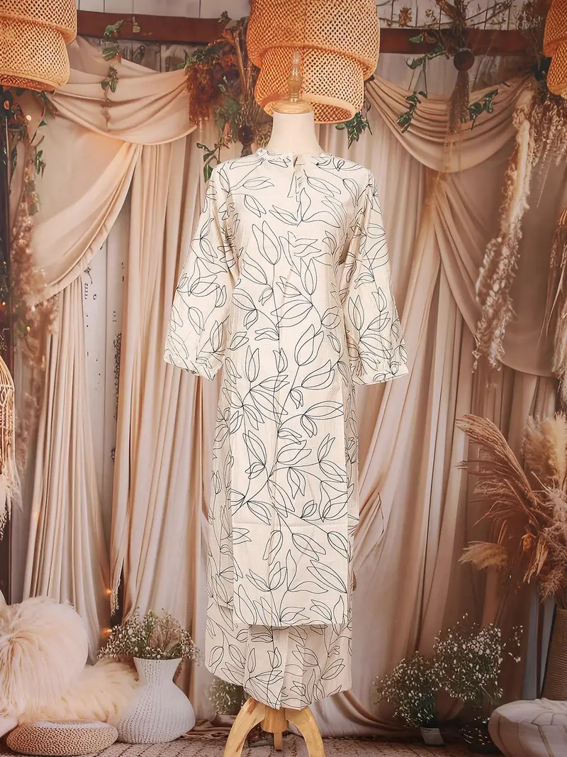 Ivory Leaf Printed Cotton Salwar Suit 1