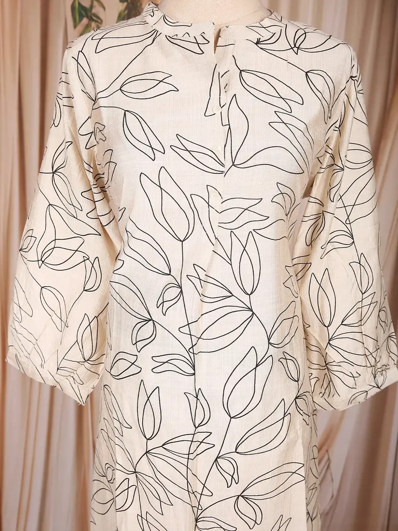 Ivory Leaf Printed Cotton Salwar Suit 5