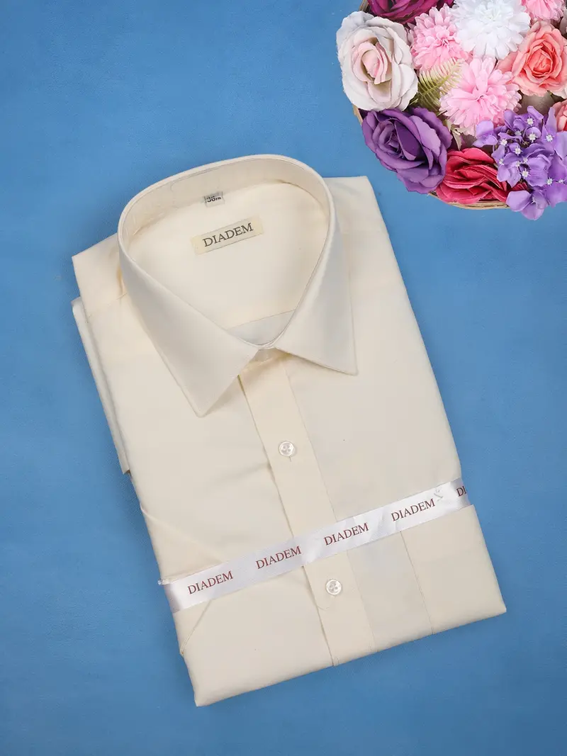 Ivory Plain Design Half Sleeve Cotton Shirt 1