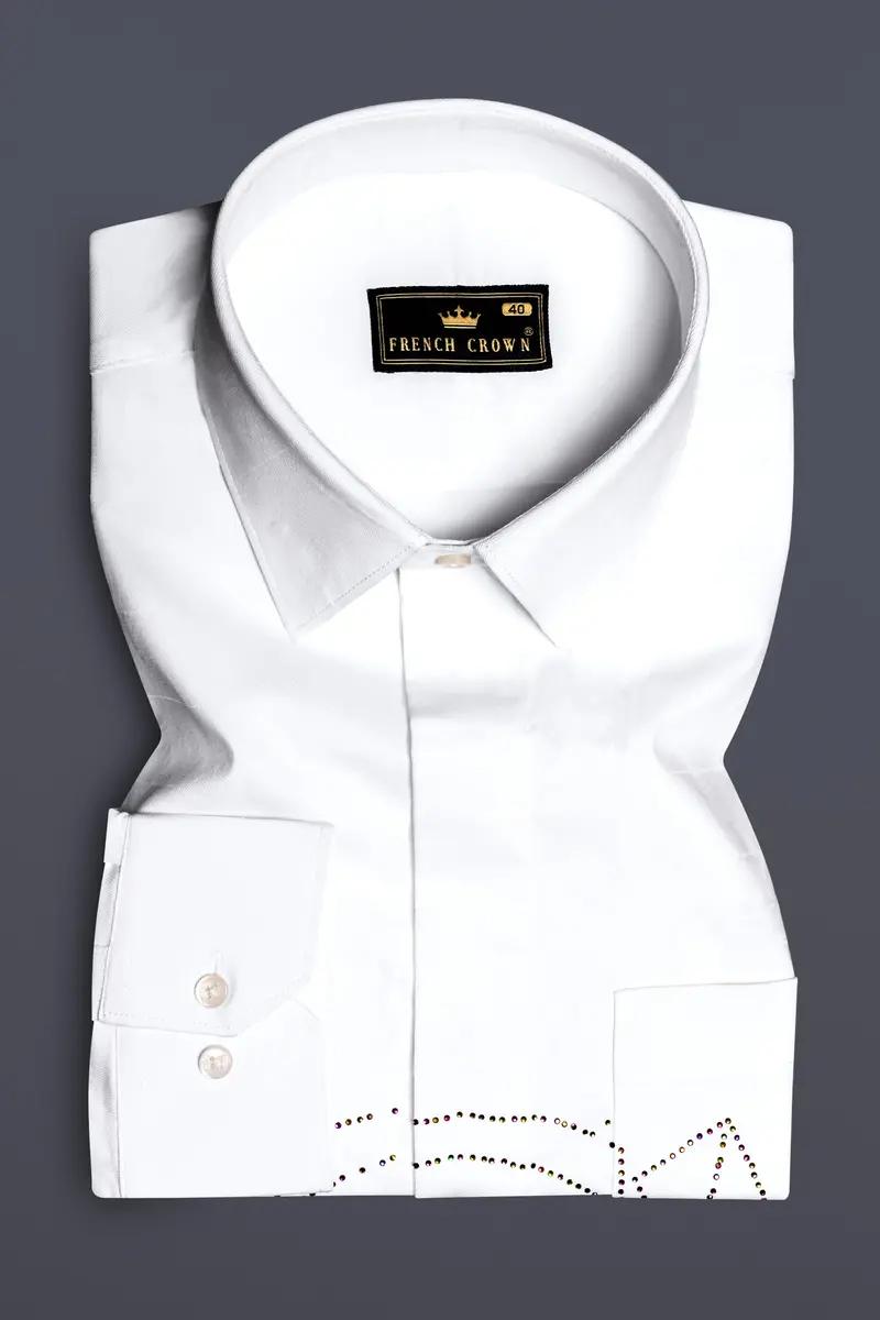 Ivory Safari-Bright White Leopard Hot Fix Oxford Premium Cotton Casual Designer Shirt 5