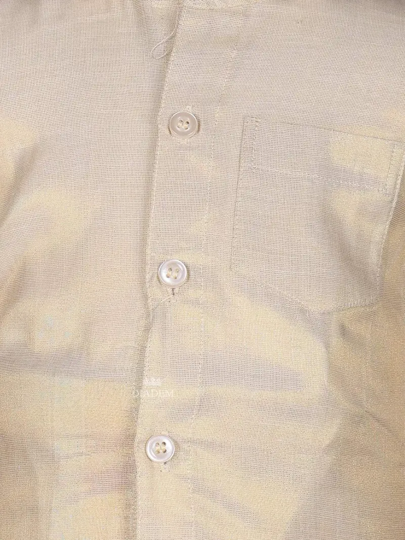 Ivory Silk Single Layer Dhoti With Matching Half Sleeve Shirt 5