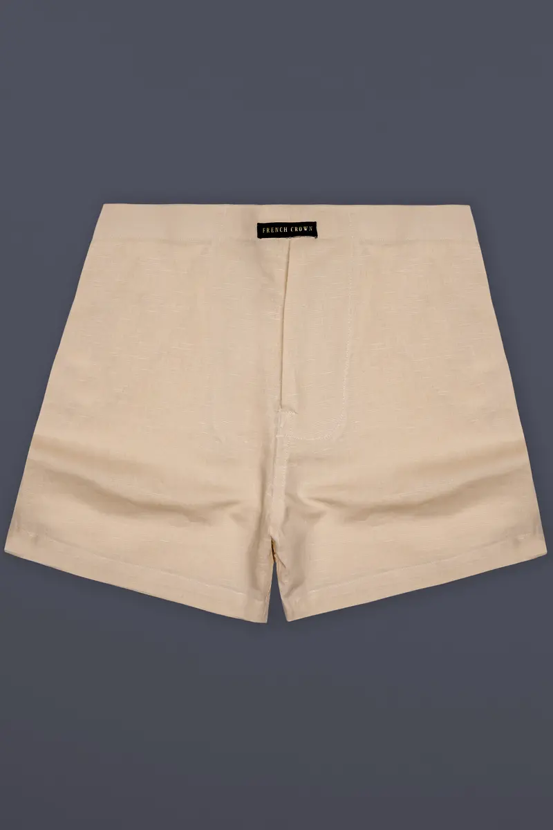 Ivory-Sorrell Cream Solid Luxurious Linen Boxer 2