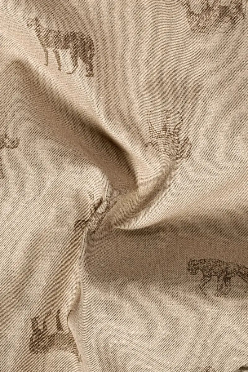 Ivory Wild-Vanilla Cream Animal Printed Premium Cotton Bomber Jacket 3