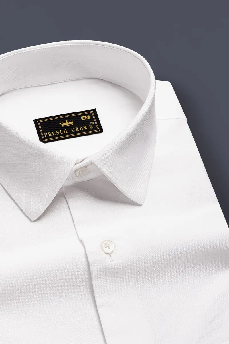 Ivorycraft-Bright White Solid Oxford Premium Cotton Dress Shirt 1