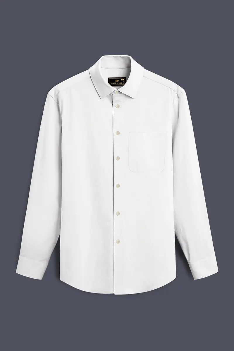 Ivorycraft-Bright White Solid Oxford Premium Cotton Dress Shirt 4