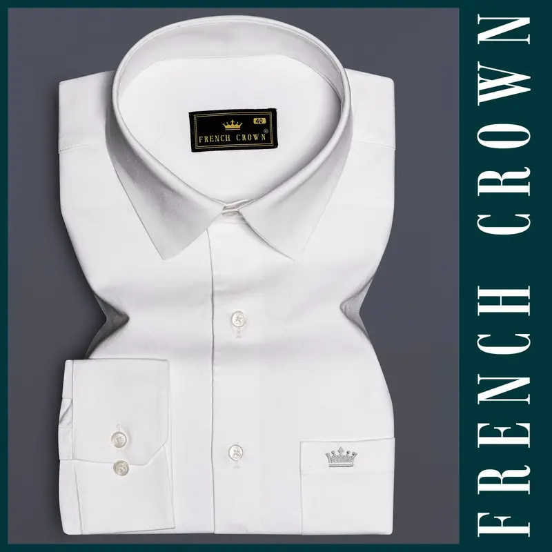 Ivorycraft-Bright White Solid Oxford Premium Cotton Dress Shirt 6