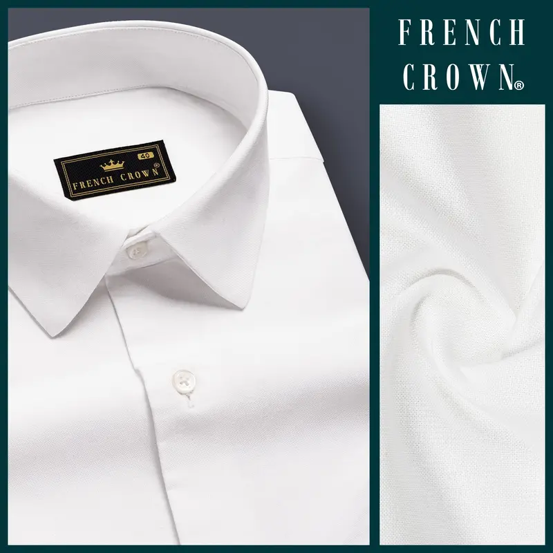Ivorycraft-Bright White Solid Oxford Premium Cotton Dress Shirt 9