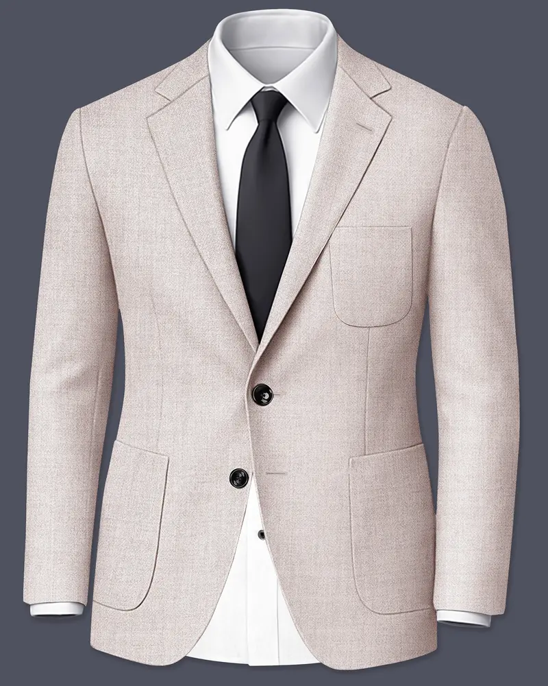 Ivorytail-Timberwolf Cream Textured Tweed Single Breasted Sports Blazer 1