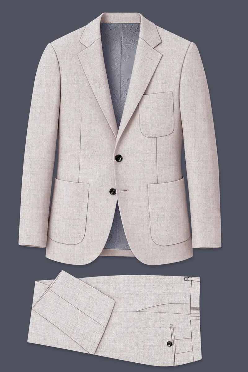 Ivorytail-Timberwolf Cream Textured Tweed Single Breasted Sports Suit 11