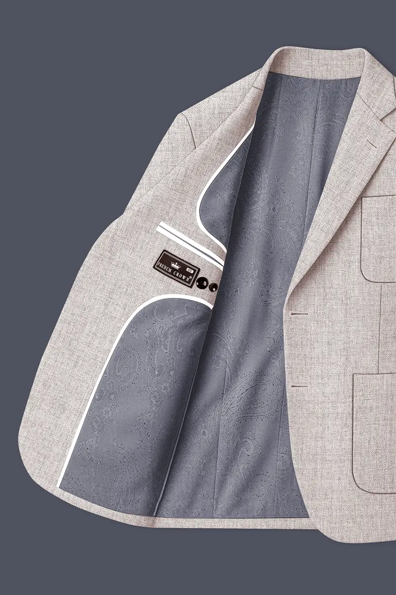 Ivorytail-Timberwolf Cream Textured Tweed Single Breasted Sports Suit 6