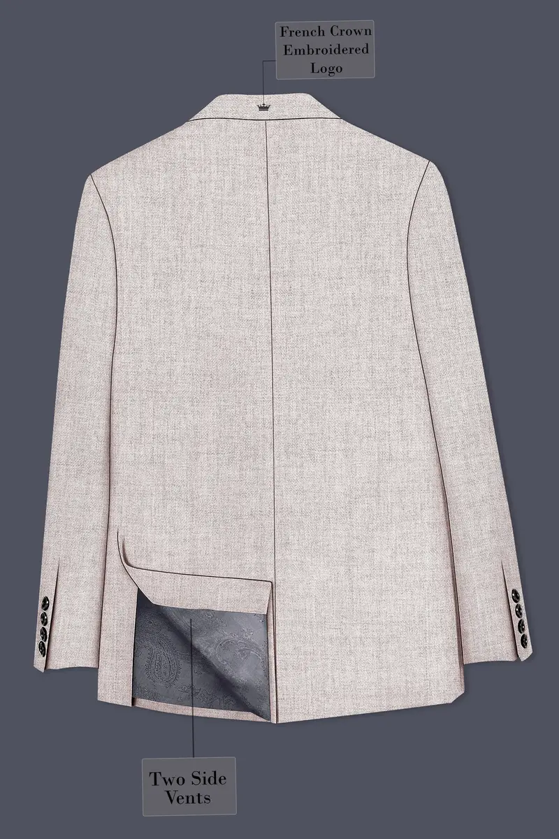 Ivorytail-Timberwolf Cream Textured Tweed Single Breasted Sports Suit 9