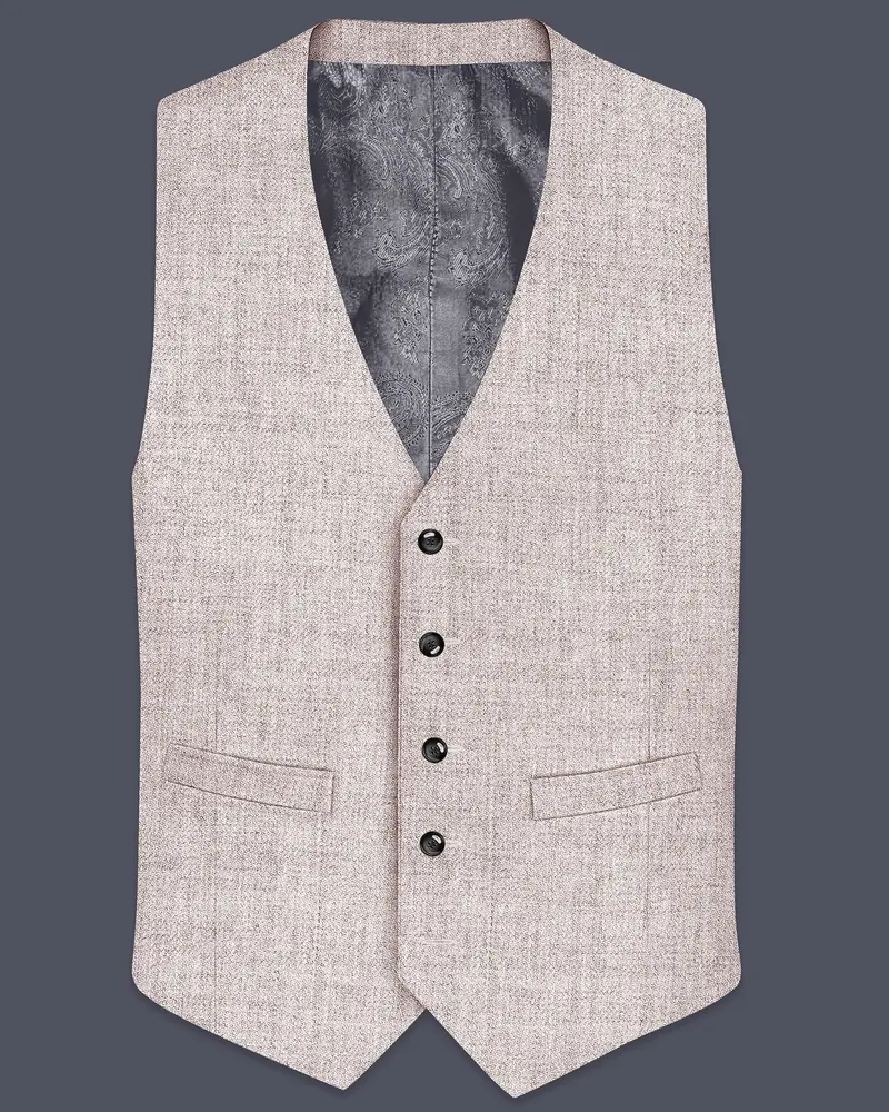 Ivorytail-Timberwolf Cream Textured Tweed Waistcoat 1