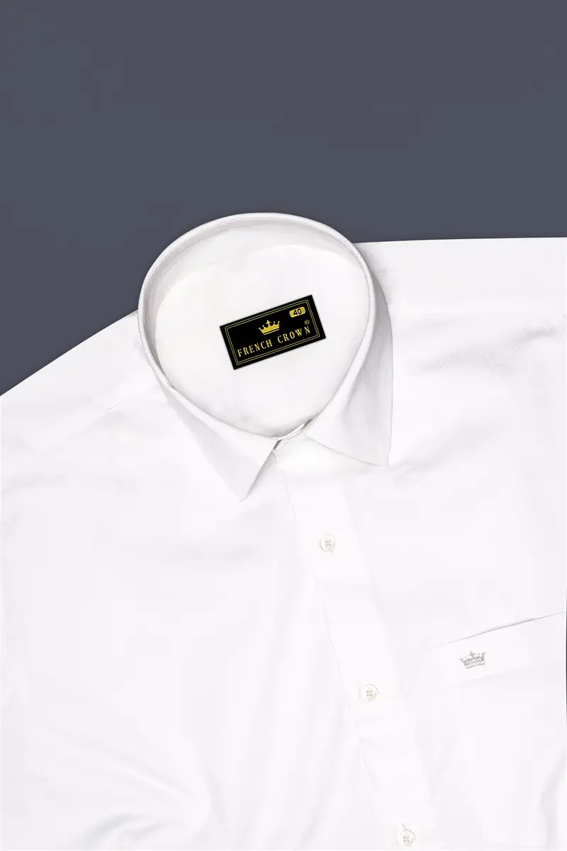 Ivoryx-Bright White Dobby Textured Premium Giza Cotton Dress Shirt 6