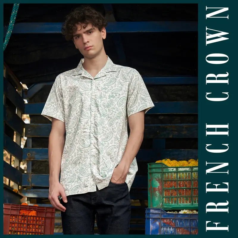 Ivy Stone-Stonewall Cream And Dianne Green Paisleys Printed Subtle Sheen Super Soft Premium Cotton Casual Shirt 1
