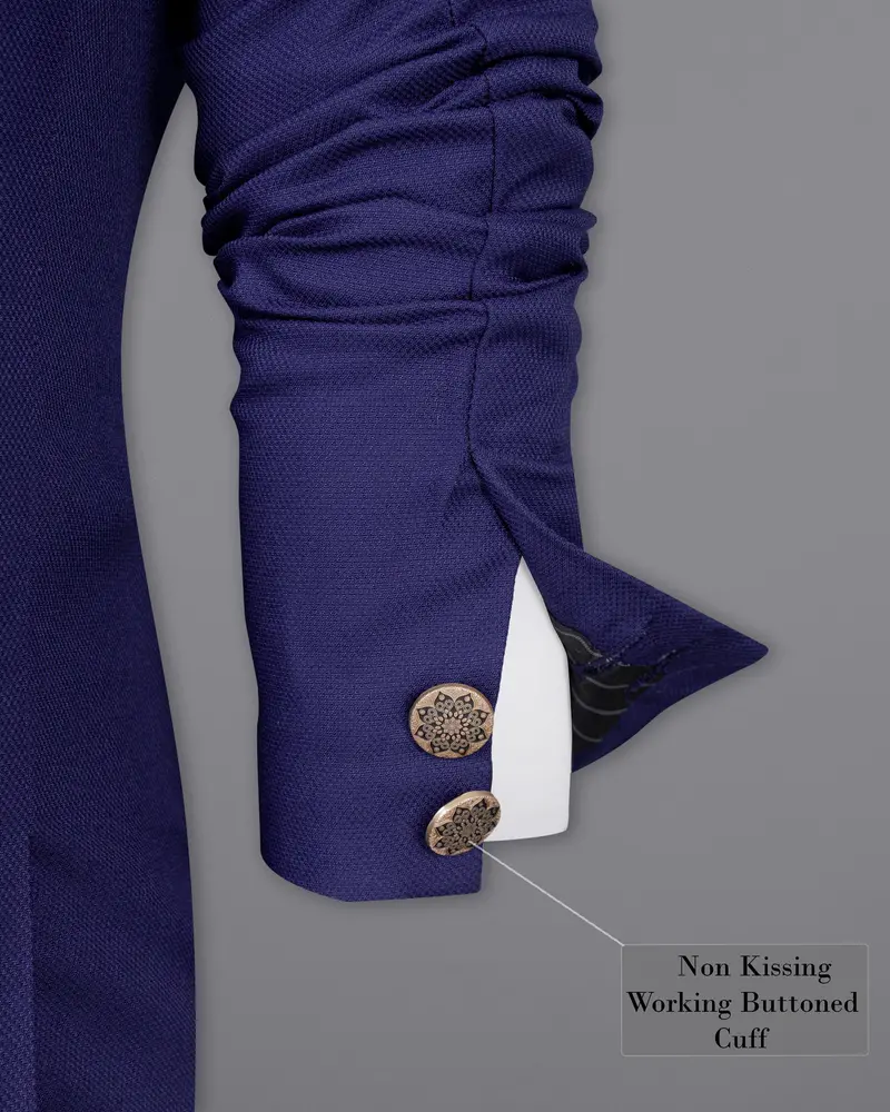 Jacarta Blue Cross Placket Wool Rich Bandhgala Blazer 10