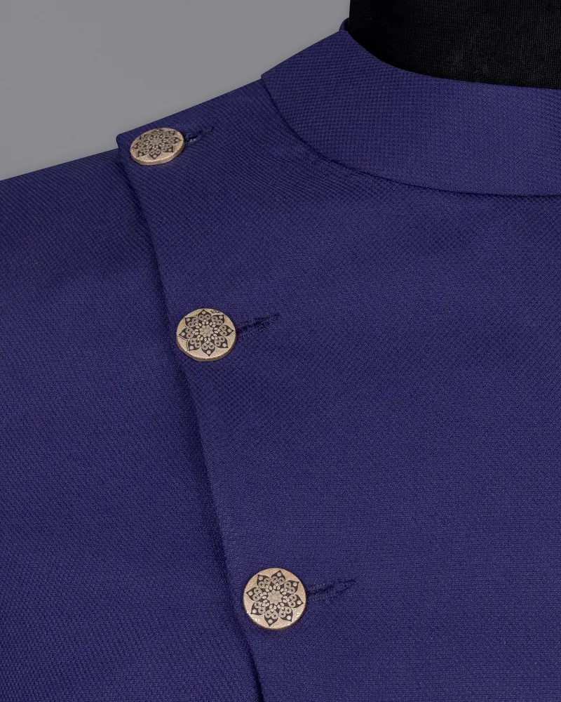 Jacarta Blue Cross Placket Wool Rich Bandhgala Blazer 4