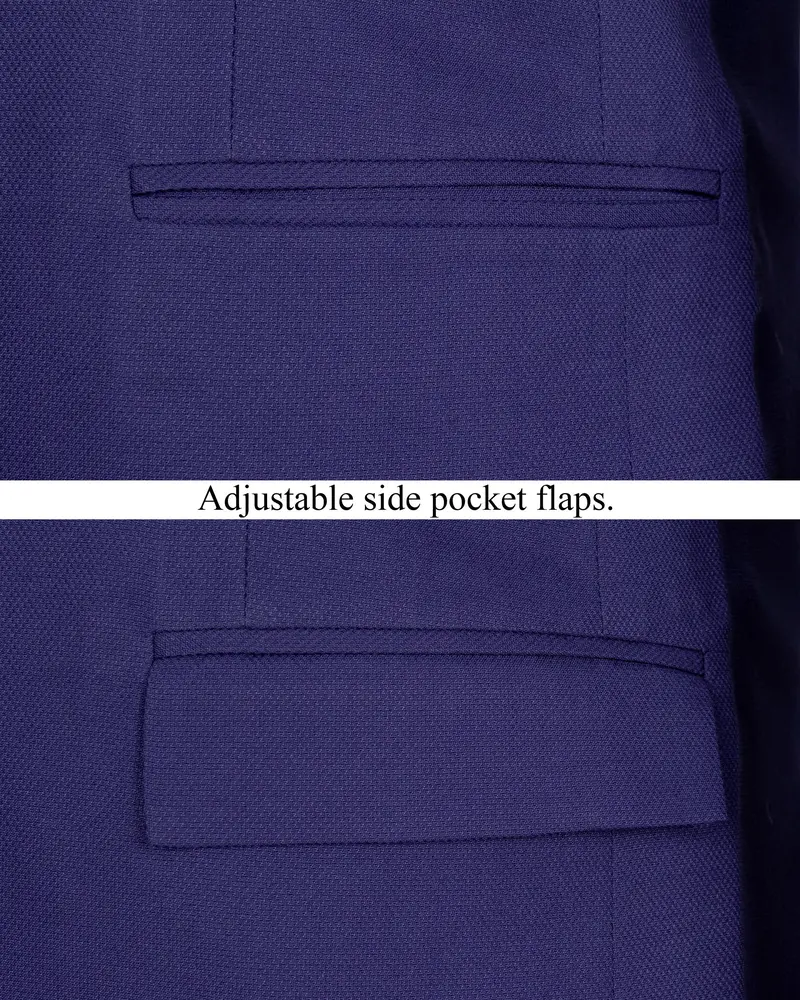 Jacarta Blue Cross Placket Wool Rich Bandhgala Blazer 5