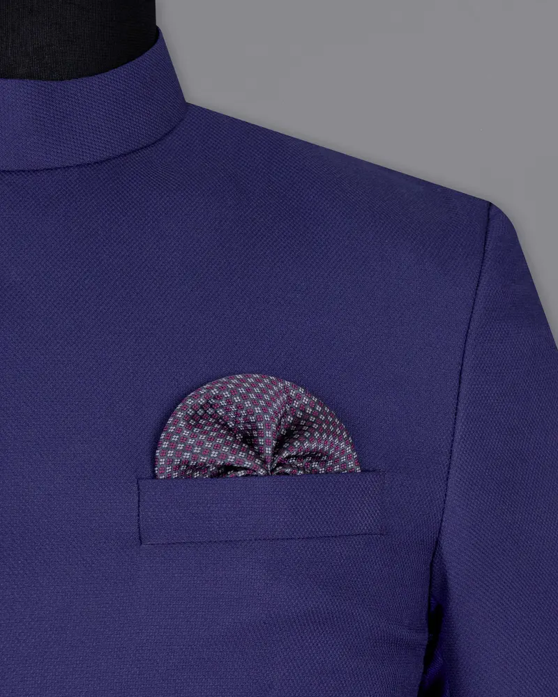 Jacarta Blue Cross Placket Wool Rich Bandhgala Blazer 6