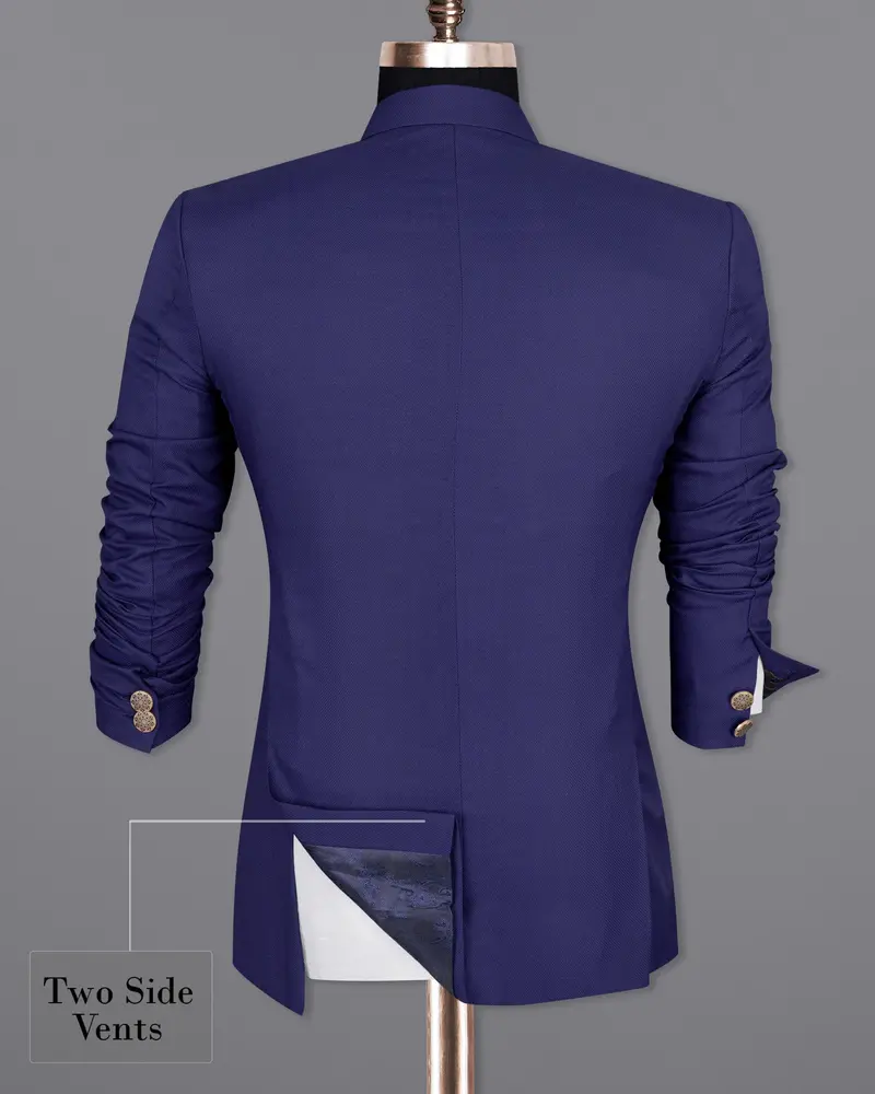 Jacarta Blue Cross Placket Wool Rich Bandhgala Blazer 9