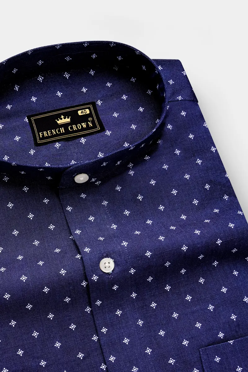 Jacarta Blue Printed Denim Premium Cotton Casual Shirt 1