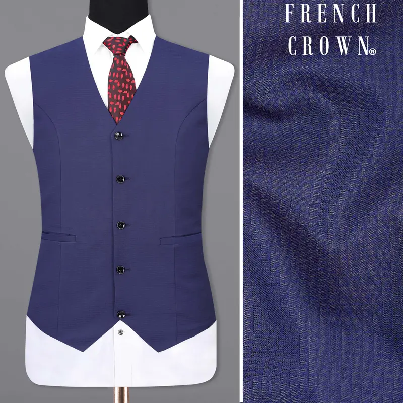 Jacarta Blue Triangle Textured Waistcoat 1