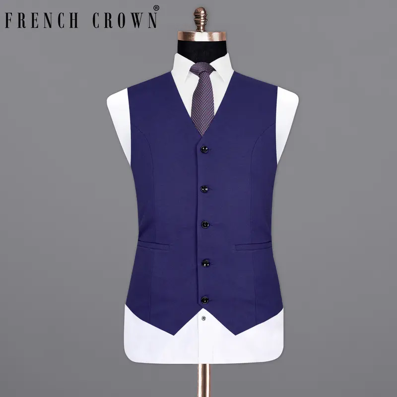 Jacarta Blue Wool Rich Waistcoat 1