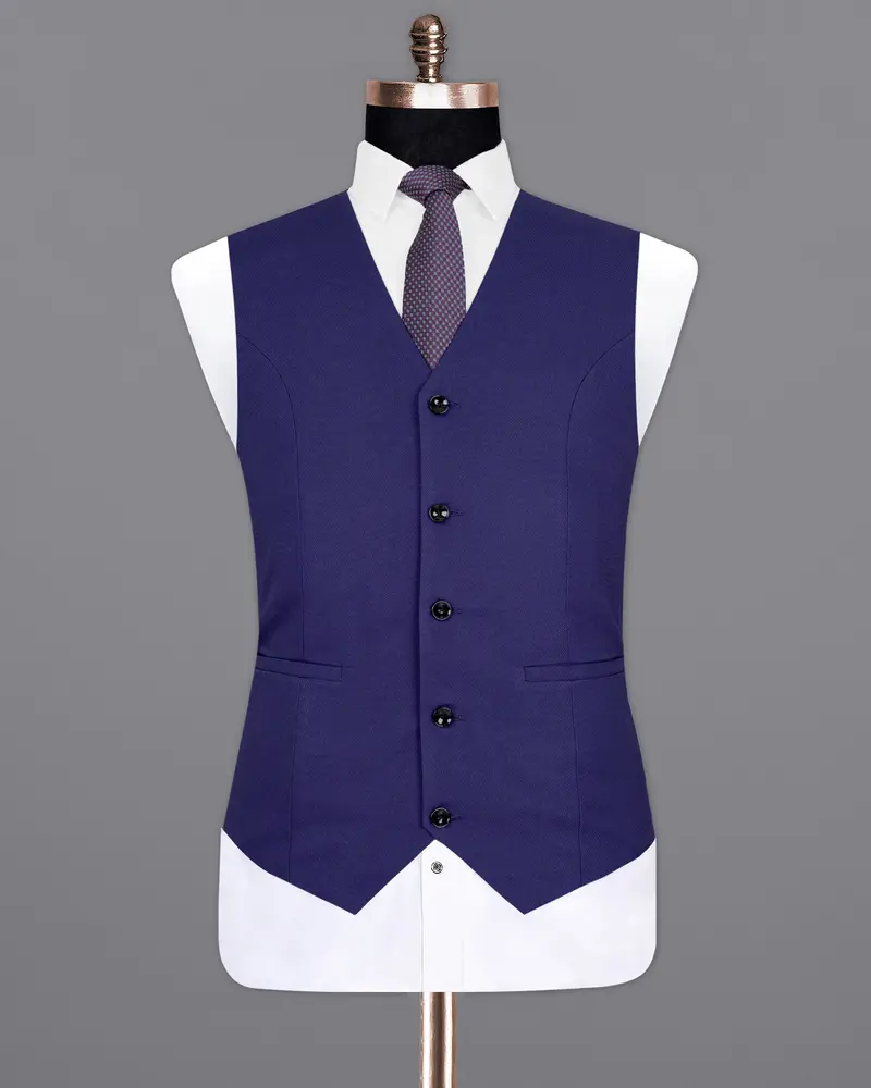 Jacarta Blue Wool Rich Waistcoat 2