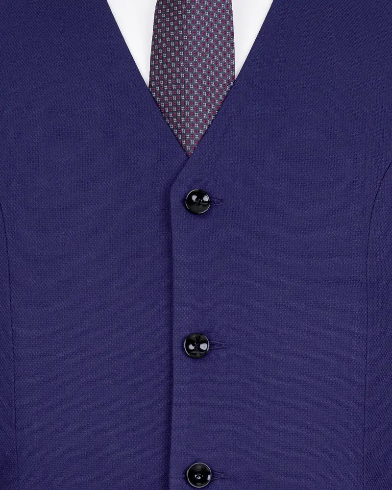 Jacarta Blue Wool Rich Waistcoat 5