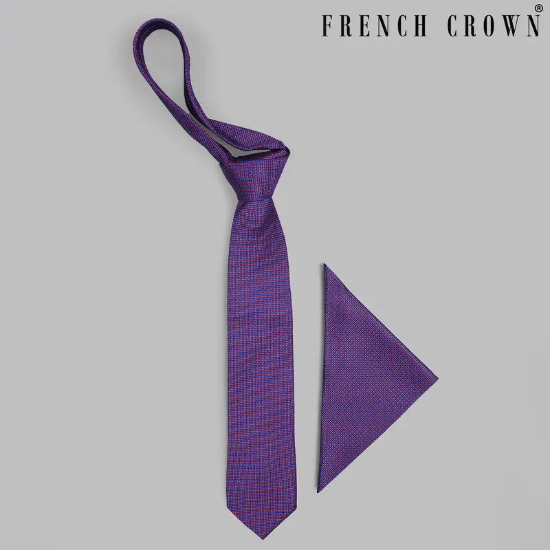 Jacksons Blue With Sunset Jacquard Textured Tie With Pocket Square 1