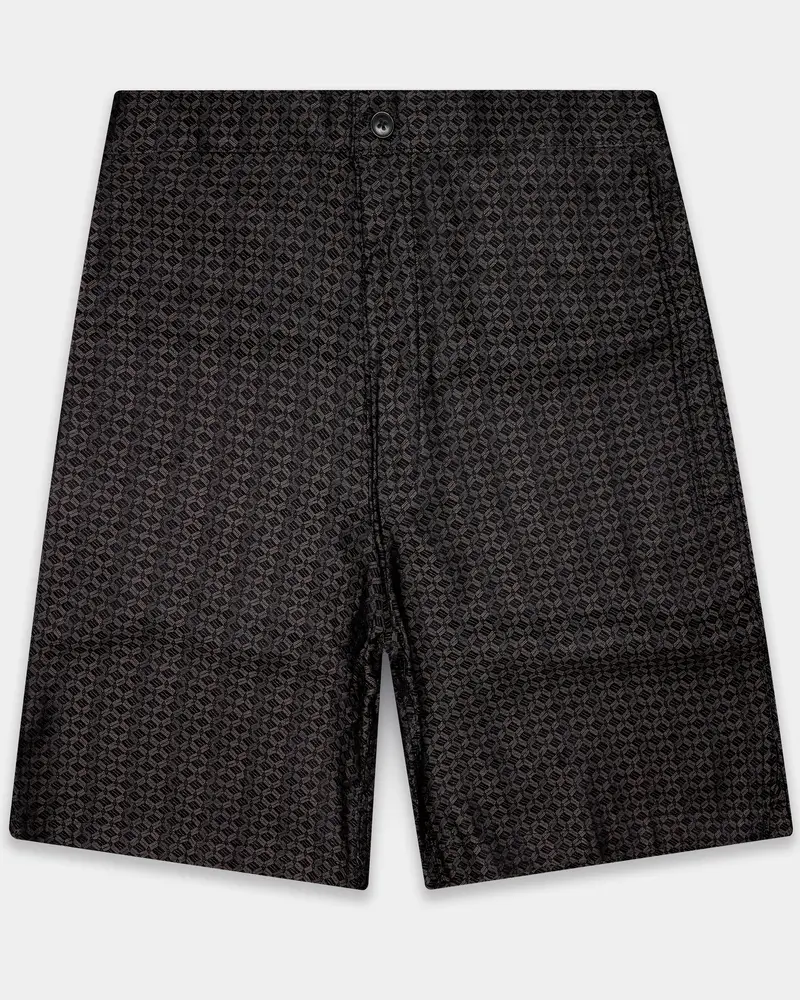 Jacrid-Iridium Gray Jacquard Textured Giza Cotton Shorts 1