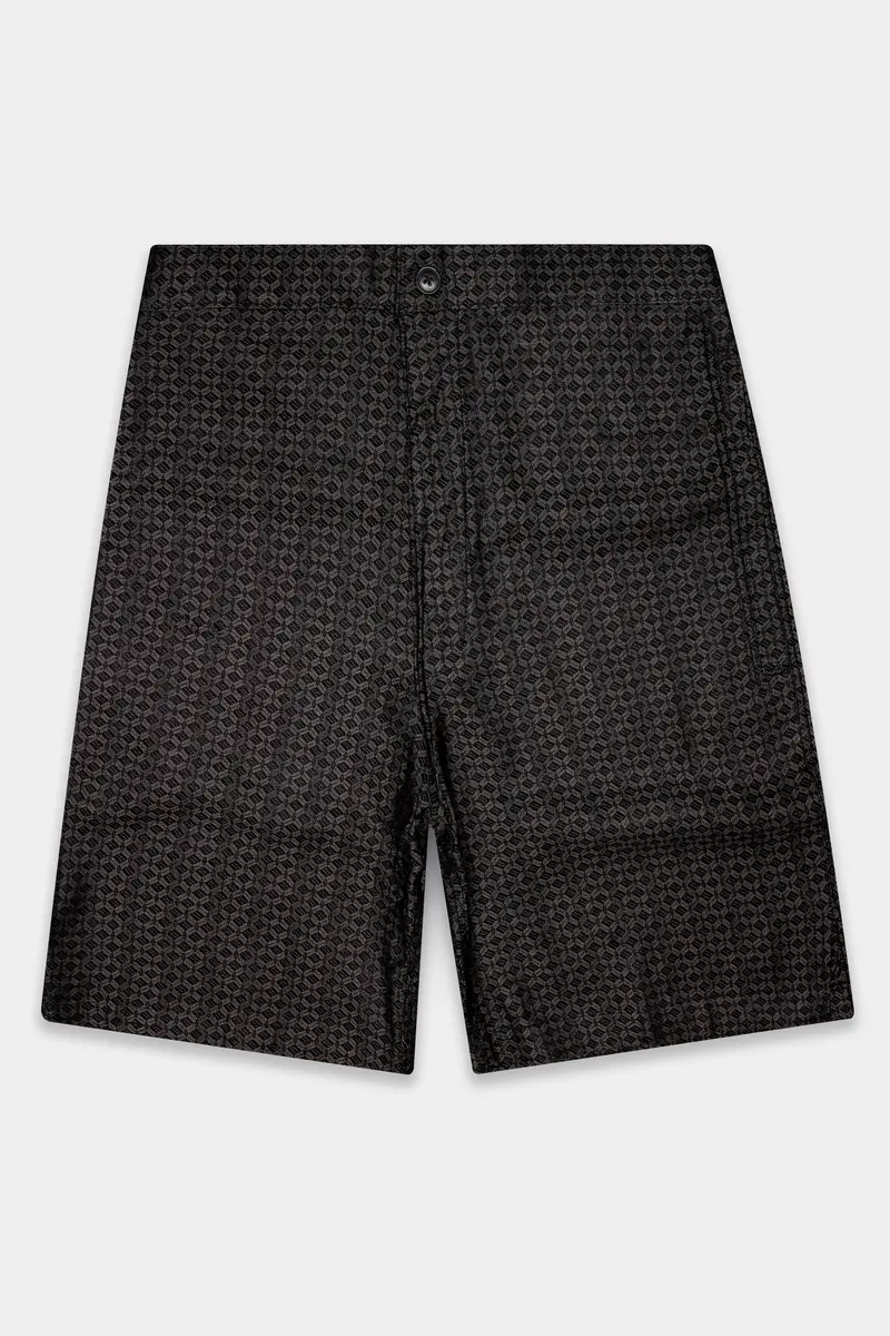 Jacrid-Iridium Gray Jacquard Textured Giza Cotton Shorts 2