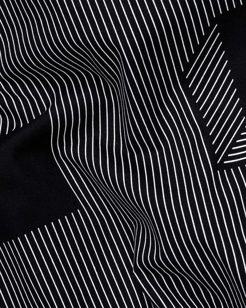 Jade Black 3D Box Printed And Pinstriped Premium Cotton Shirt 2