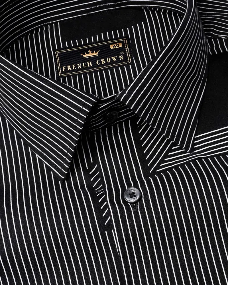 Jade Black 3D Box Printed And Pinstriped Premium Cotton Shirt 3
