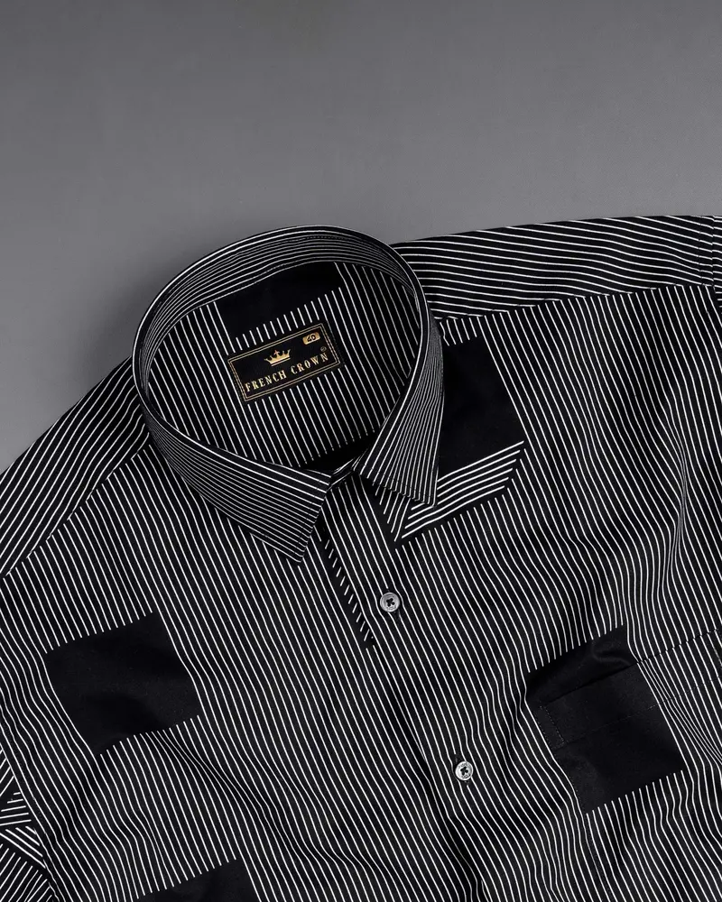 Jade Black 3D Box Printed And Pinstriped Premium Cotton Shirt 5