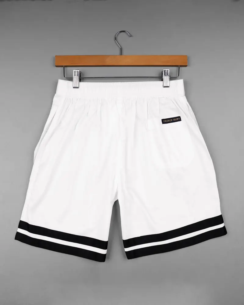 Jade Black And Bright White Contrast Horizontal Striped Super Soft Premium Cotton Designer Shorts 7