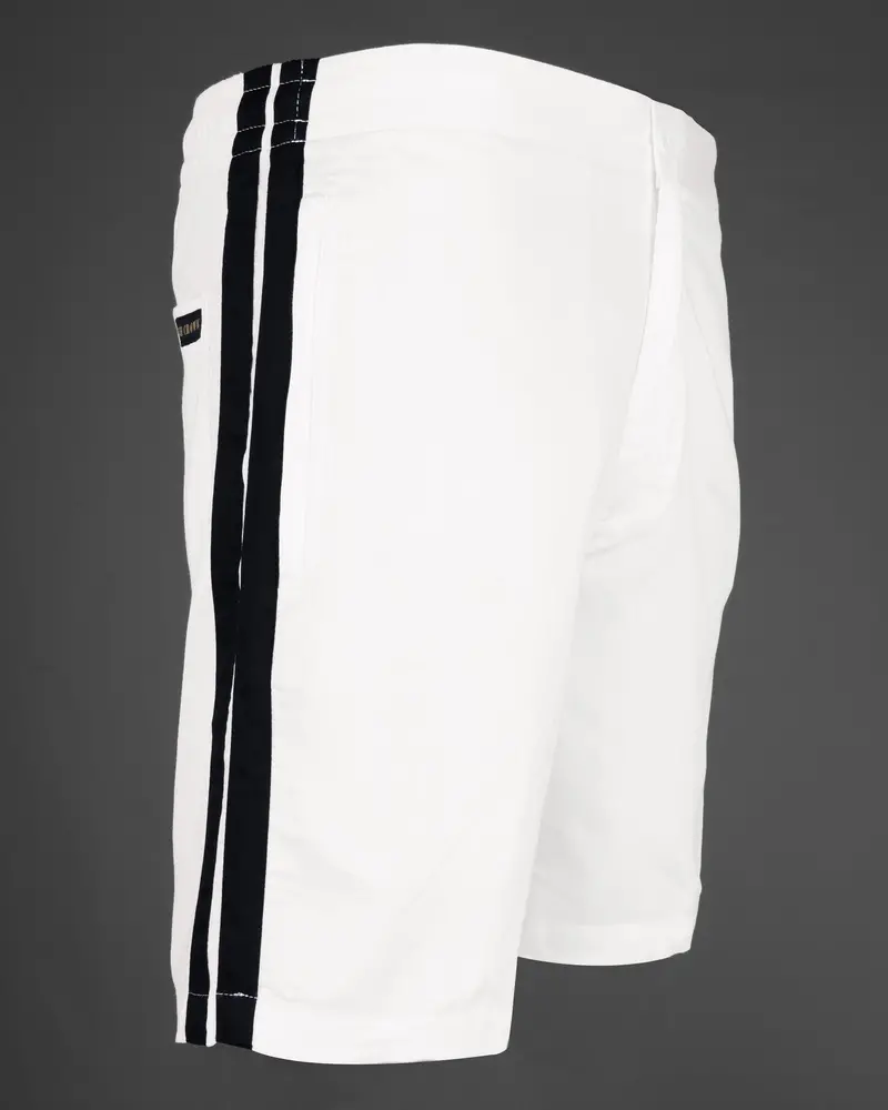 Jade Black And Bright White Contrast Striped Super Soft Premium Cotton Designer Shorts 5