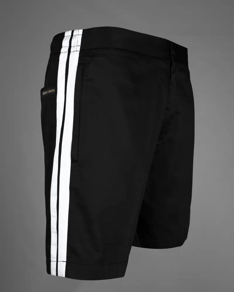 Jade Black And Bright White Contrast Striped Super Soft Premium Cotton Designer Shorts 6