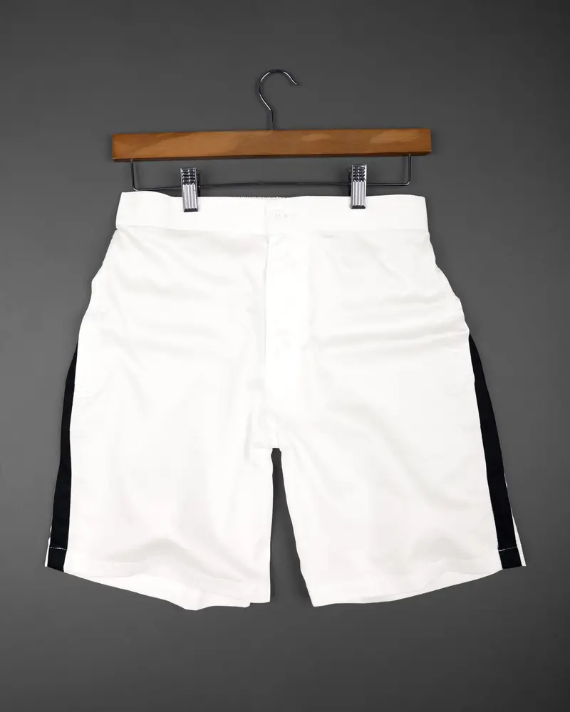 Jade Black And Bright White Contrast Striped Super Soft Premium Cotton Designer Shorts 7