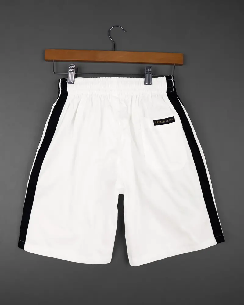 Jade Black And Bright White Contrast Striped Super Soft Premium Cotton Designer Shorts 9