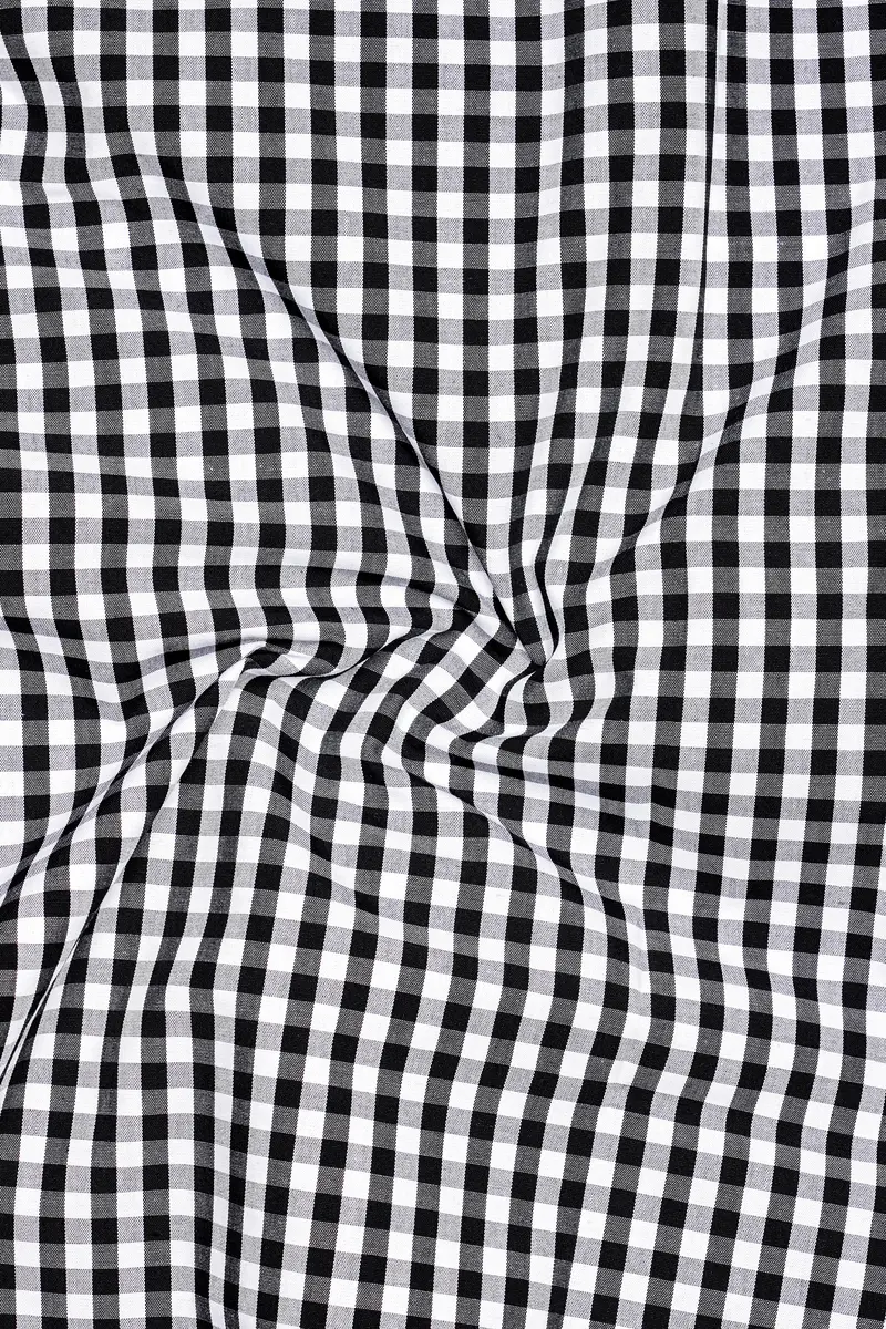 Jade Black And Bright White Gingham Plaid Super Soft Premium Cotton Dress Shirt 3