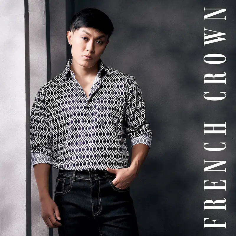 Jade Black And Bright White Hypnotic Printed Subtle Sheen Super Soft Premium Cotton Shirt 1