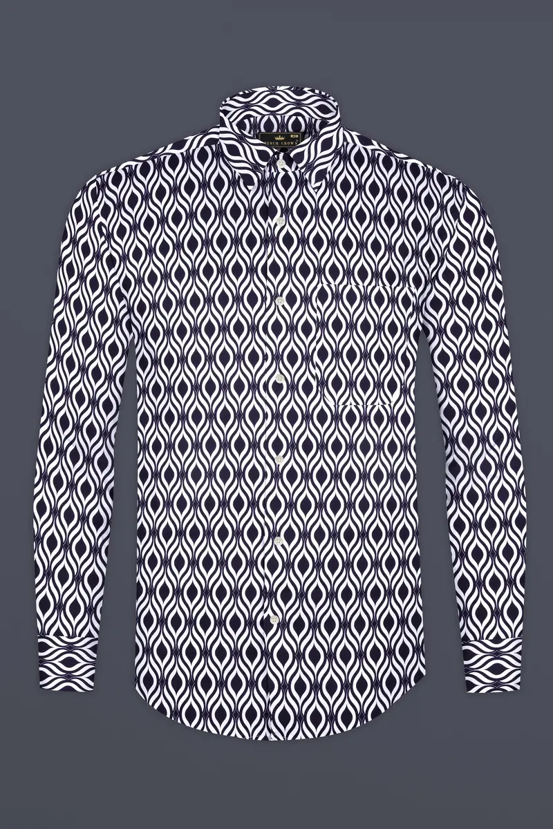 Jade Black And Bright White Hypnotic Printed Subtle Sheen Super Soft Premium Cotton Shirt 10