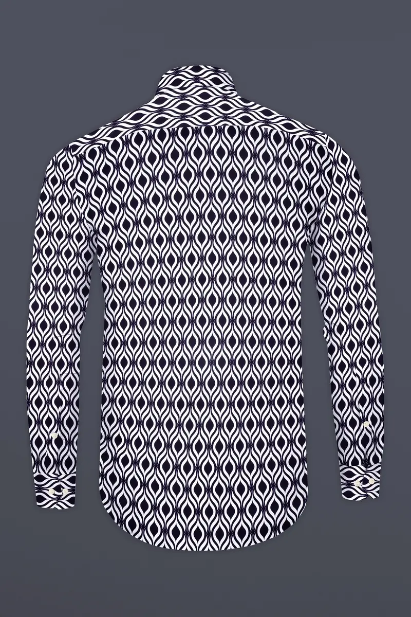 Jade Black And Bright White Hypnotic Printed Subtle Sheen Super Soft Premium Cotton Shirt 11