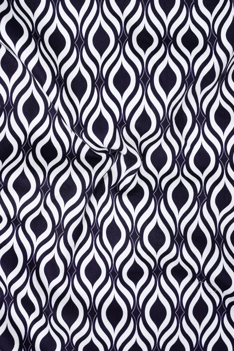 Jade Black And Bright White Hypnotic Printed Subtle Sheen Super Soft Premium Cotton Shirt 3